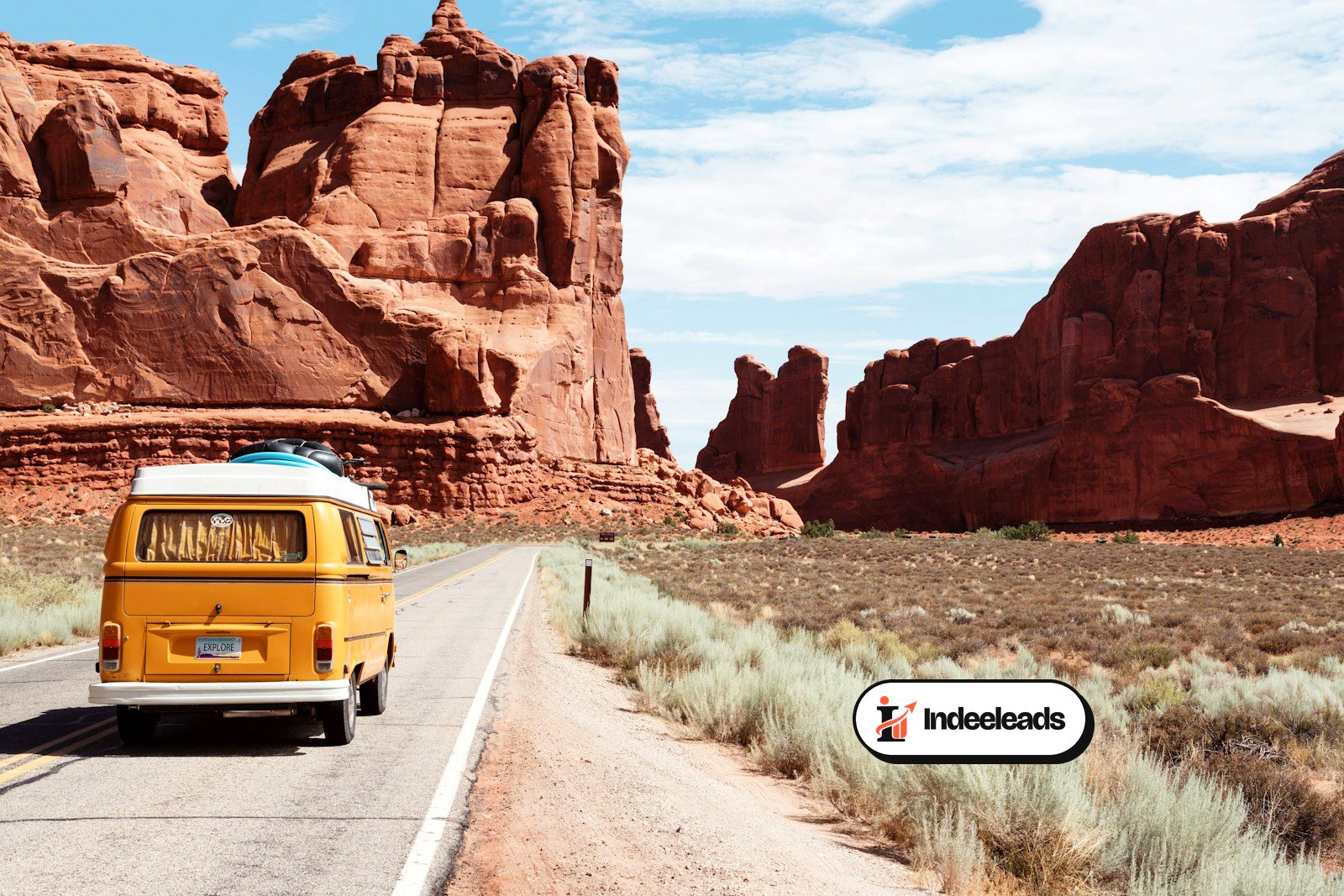 Road trip through open landscape on a self-drive holiday